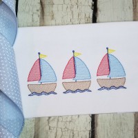 Sailboat Trio Machine Embroidery Design Sketch